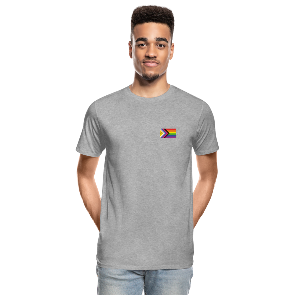 Bi+ Inklusive Progress Pride Flag "Männer" T-Shirt - Grau meliert