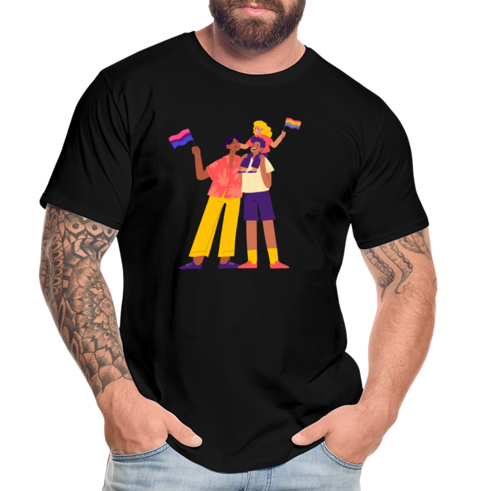 Gay Parents with Child "Männer" T-Shirt - Schwarz