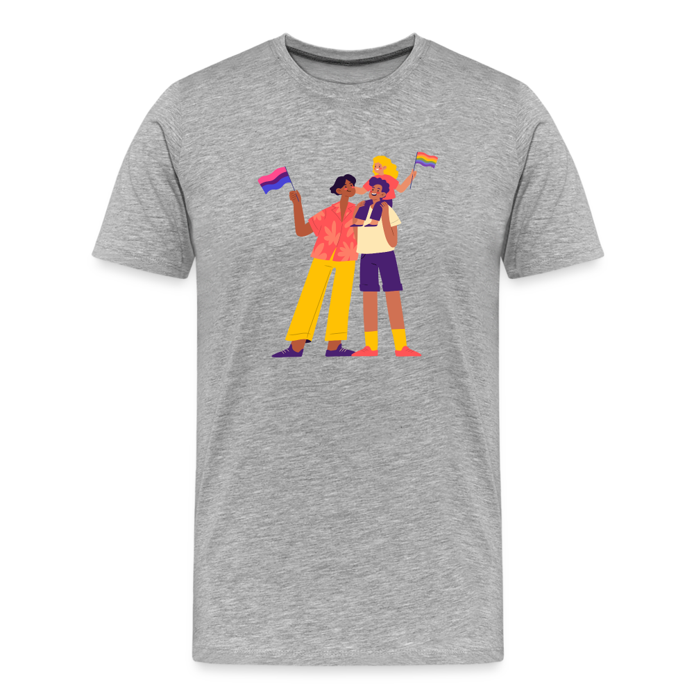 Gay Parents with Child "Männer" T-Shirt - Grau meliert