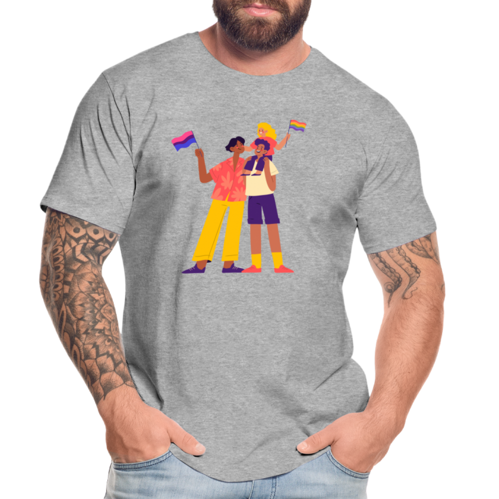Gay Parents with Child "Männer" T-Shirt - Grau meliert