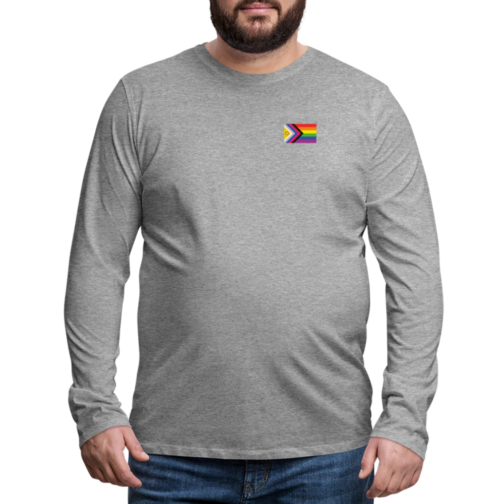 Bi+ Inklusive Progress Pride Flag "Männer" Langarmshirt - Grau meliert