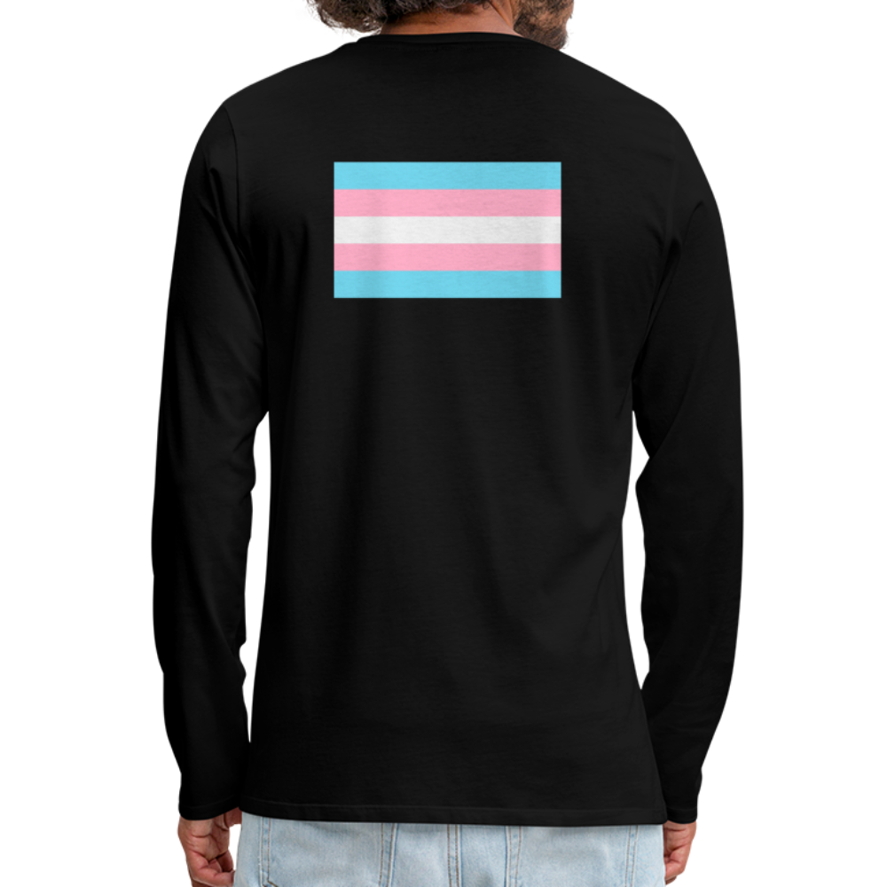 Trans Pride Flag Backprint "Männer" Langarmshirt - Schwarz