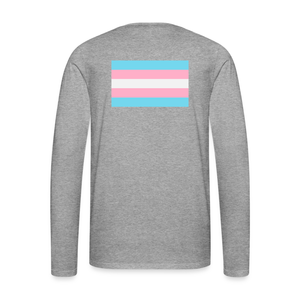 Trans Pride Flag Backprint "Männer" Langarmshirt - Grau meliert