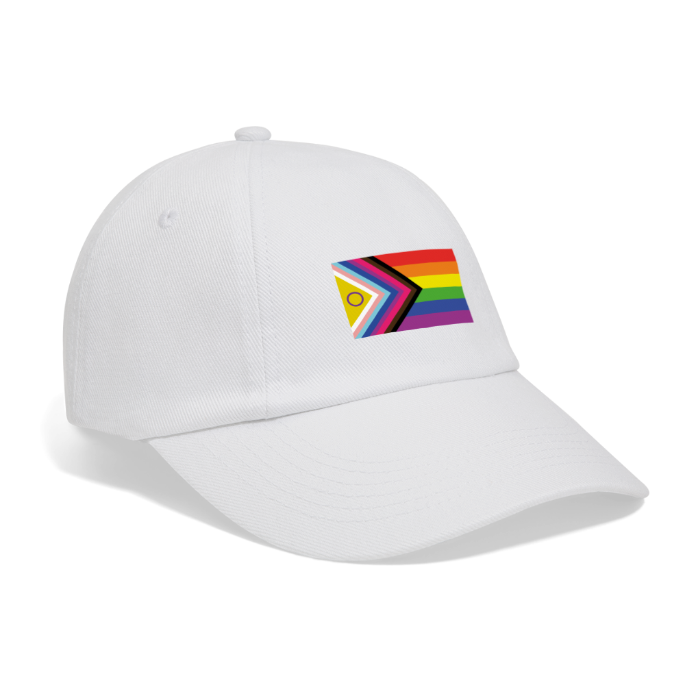 Bi+ Inklusive Progress Pride Flag Baseballkappe - Weiß/Weiß