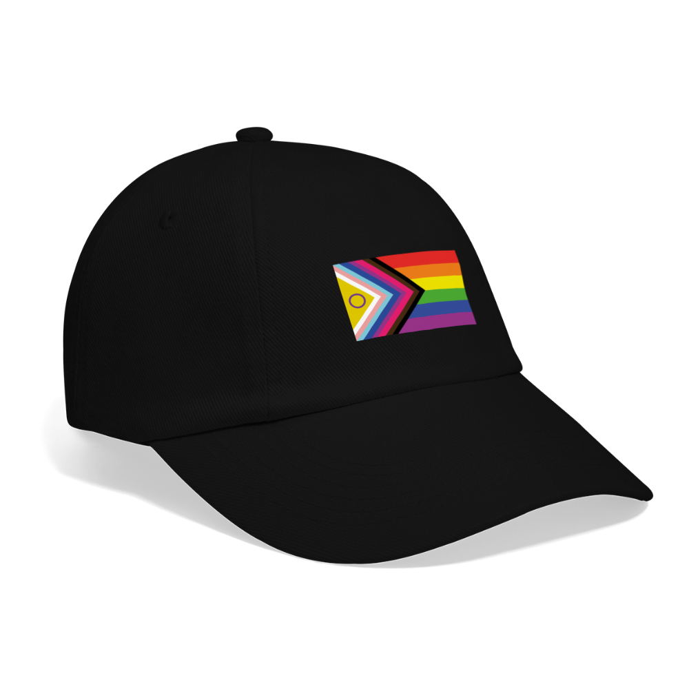 Bi+ Inklusive Progress Pride Flag Baseballkappe - Schwarz/Schwarz