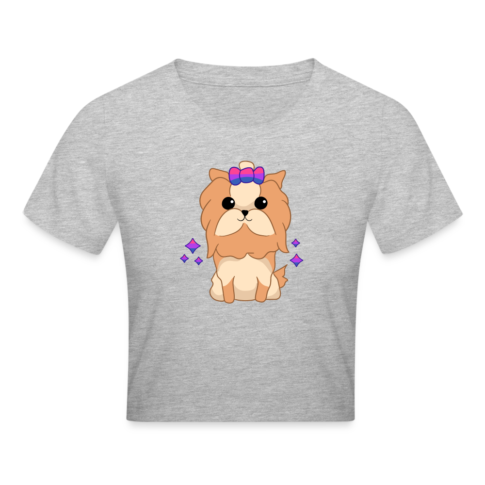 Cute Bisexual Dog Cropped T-Shirt - Grau meliert