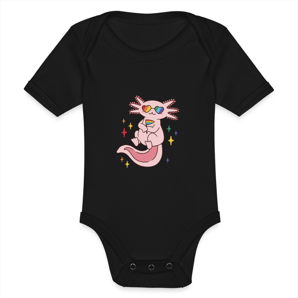 Pride Axolotl Baby Kurzarm-Body - Schwarz