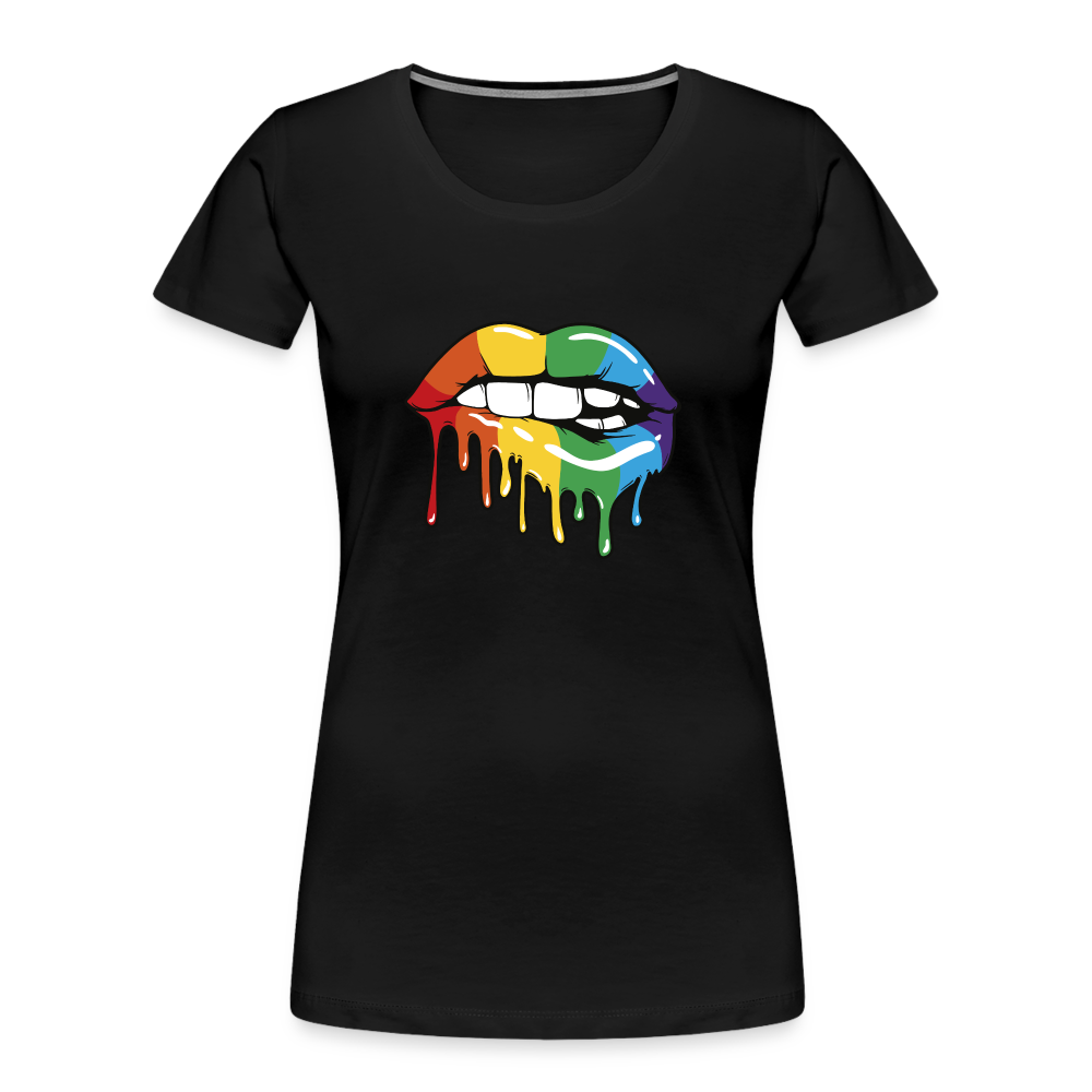 Regenbogen Lippen "Frauen" T-Shirt - Schwarz