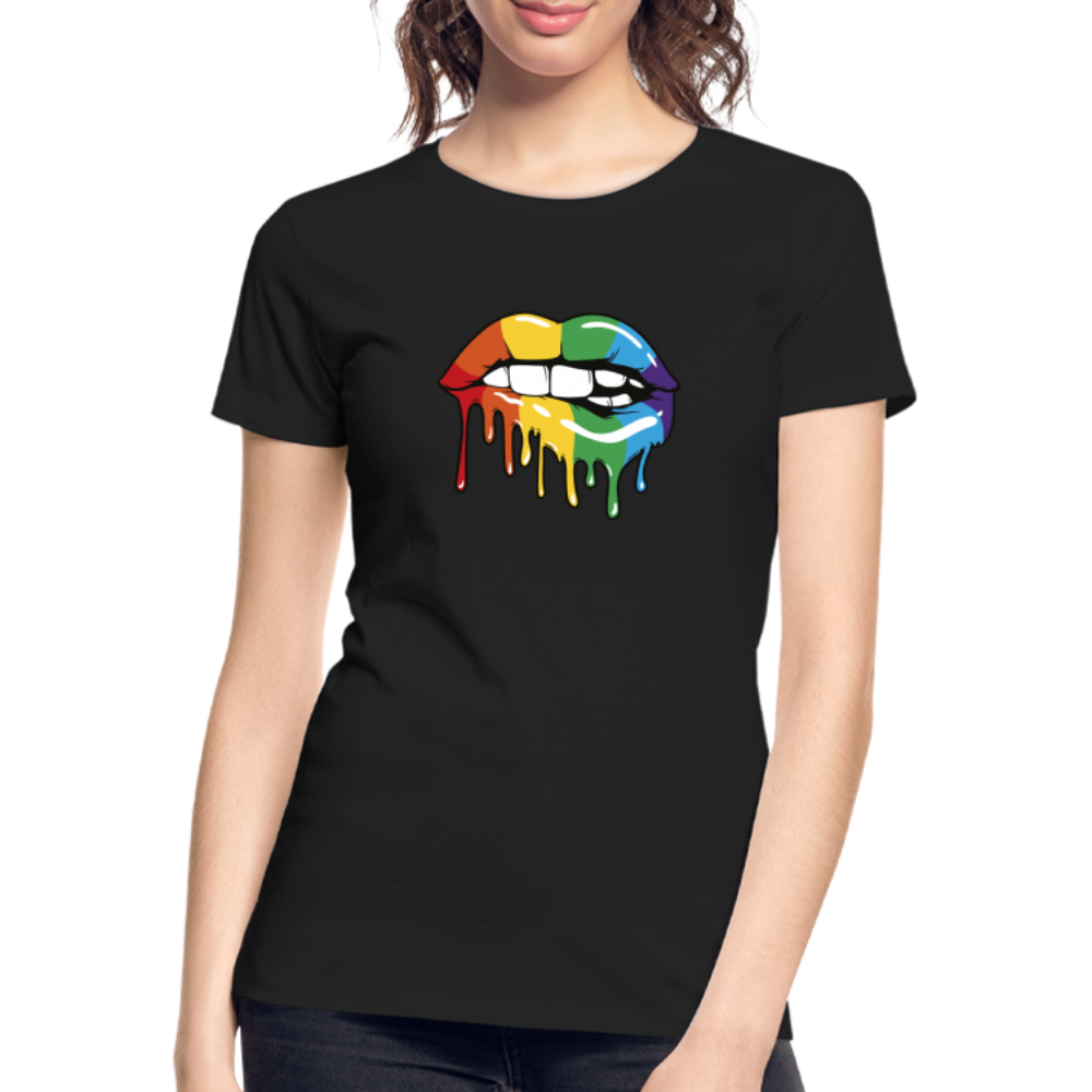 Regenbogen Lippen "Frauen" T-Shirt - Schwarz