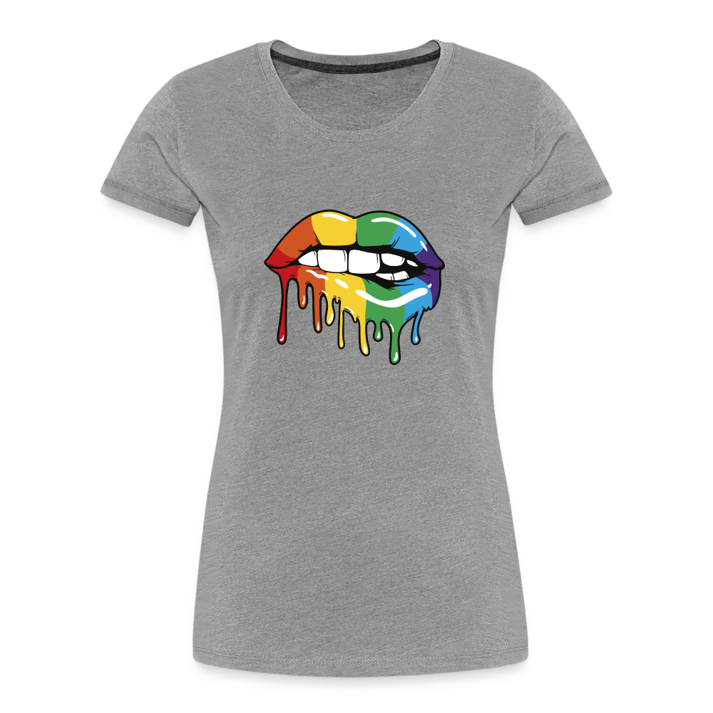 Regenbogen Lippen "Frauen" T-Shirt - Grau meliert