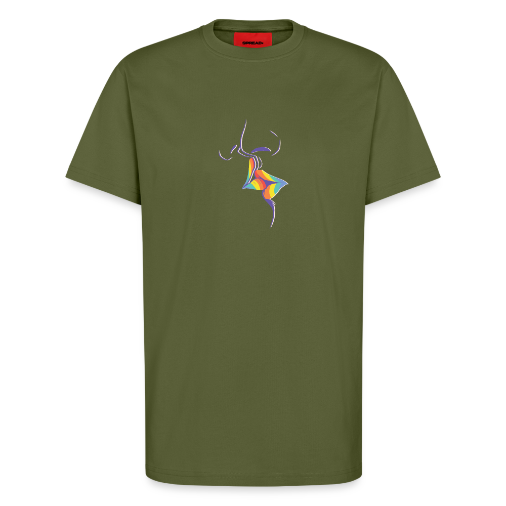 Regenbogenkuss Unisex Relaxed T-Shirt Made in EU - MOSS GREEN