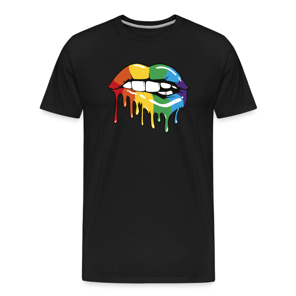Regenbogen Lippen "Männer" T-Shirt - Schwarz