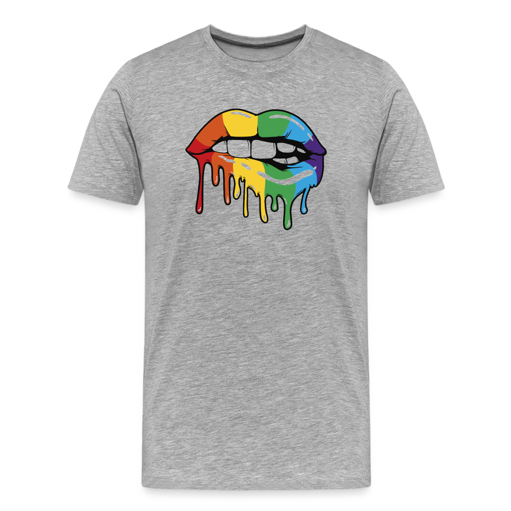 Regenbogen Lippen "Männer" T-Shirt - Grau meliert