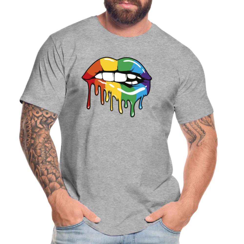 Regenbogen Lippen "Männer" T-Shirt - Grau meliert