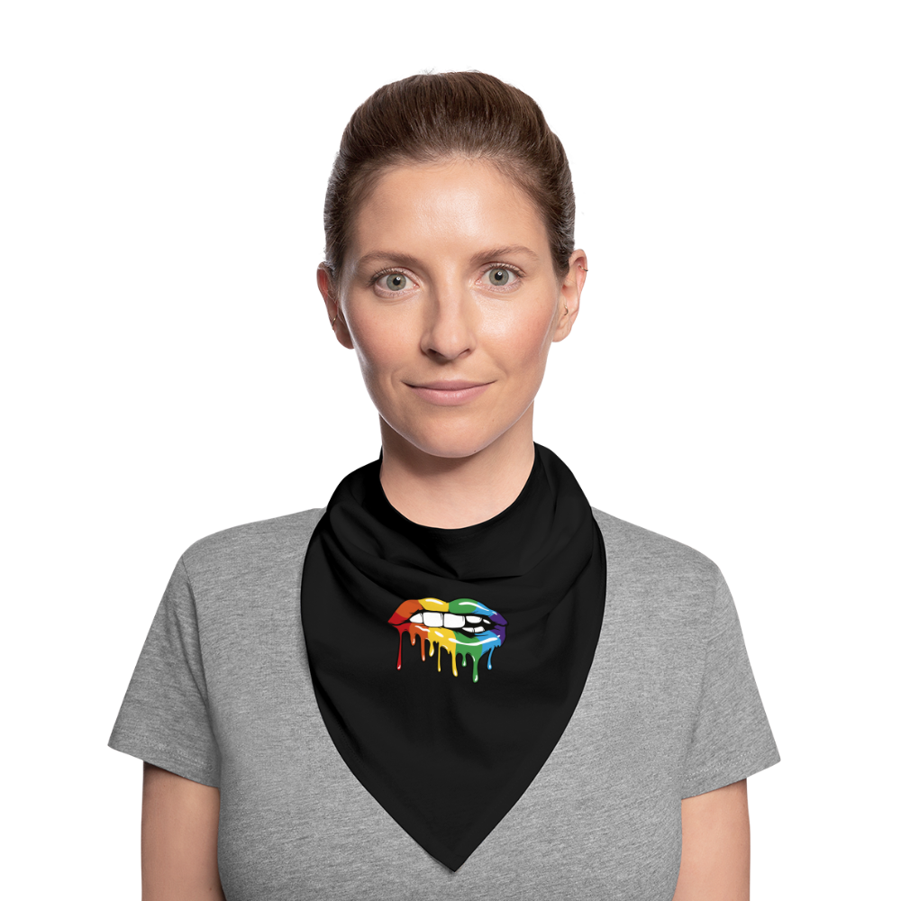 Regenbogen Lippen Bandana - Schwarz