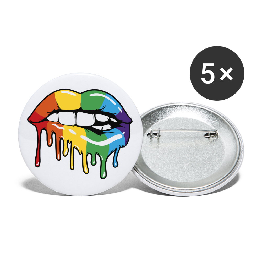 Regenbogen Lippen Buttons klein 5x - weiß