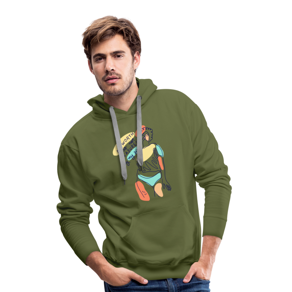 My Worth is not Measured by my Size "Männer" Hoodie - Olivgrün