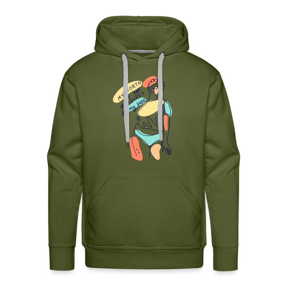 My Worth is not Measured by my Size "Männer" Hoodie - Olivgrün