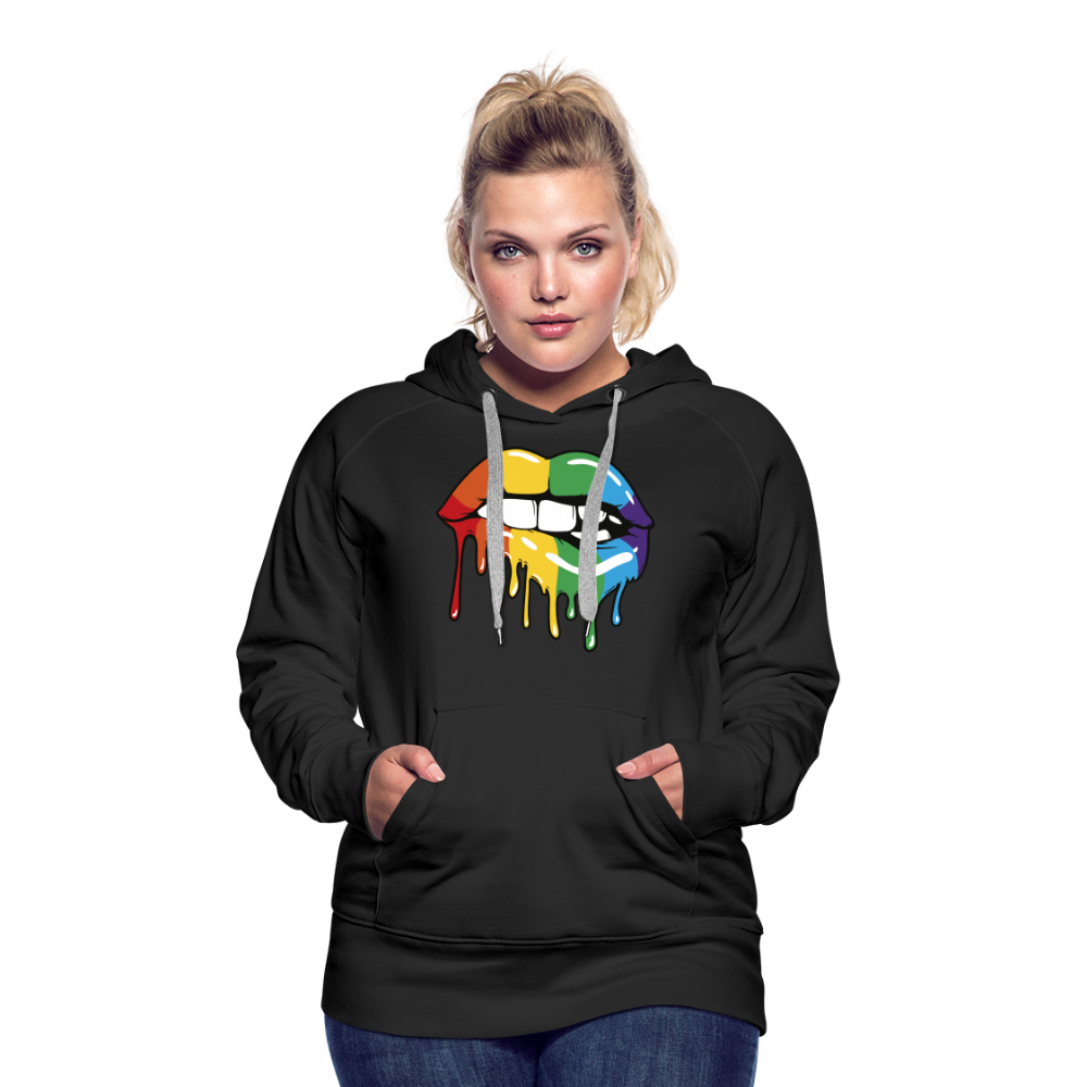 Regenbogen Lippen "Frauen" Hoodie - Schwarz