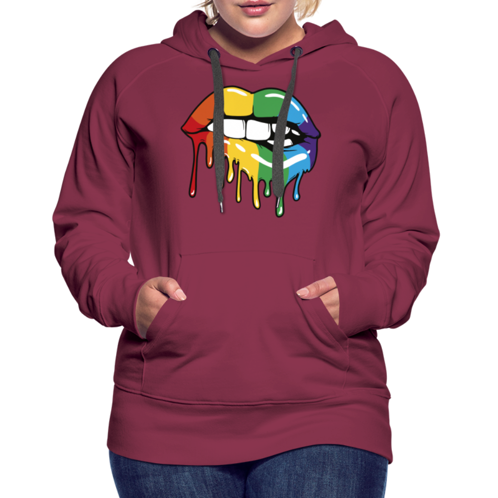 Regenbogen Lippen "Frauen" Hoodie - Bordeaux